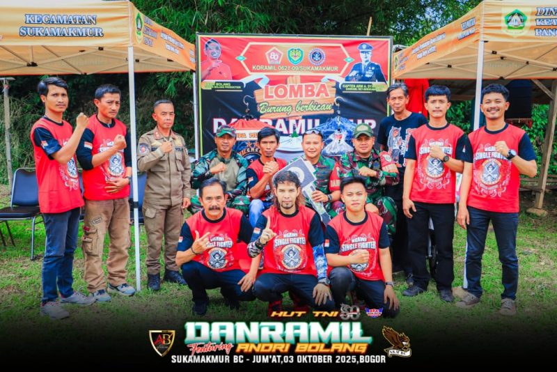 HUT ke-80 TNI: Koramil 09 Sukamakmur Gelar Bakti Sosial dan Lomba Burung